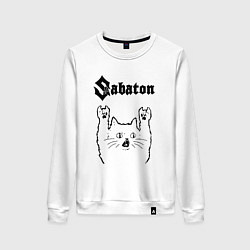 Свитшот хлопковый женский Sabaton - rock cat, цвет: белый