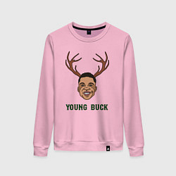 Свитшот хлопковый женский Young buck, цвет: светло-розовый