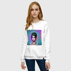 Свитшот хлопковый женский Amy Winehouse Great Glitch Art, цвет: белый — фото 2