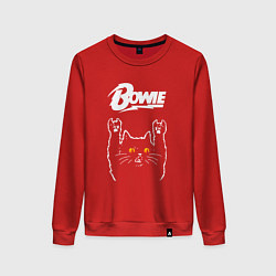 Свитшот хлопковый женский David Bowie rock cat, цвет: красный