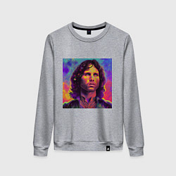 Свитшот хлопковый женский Jim Morrison Strange colors Art, цвет: меланж