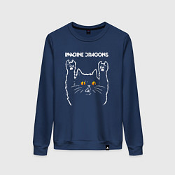 Свитшот хлопковый женский Imagine Dragons rock cat, цвет: тёмно-синий