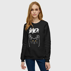 Свитшот хлопковый женский Slayer rock cat, цвет: черный — фото 2