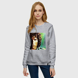 Свитшот хлопковый женский Jim Morrison One eye Digital Art, цвет: меланж — фото 2