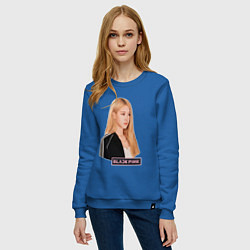 Свитшот хлопковый женский Blackpink Rose music, цвет: синий — фото 2