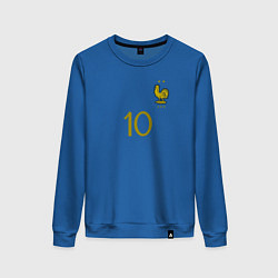 Свитшот хлопковый женский Килиан Мбаппе ЧМ 2022 сборная Франции, цвет: синий