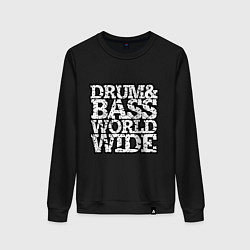 Свитшот хлопковый женский Drum and bass world wide, цвет: черный