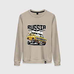 Свитшот хлопковый женский Russia tuning car, цвет: миндальный