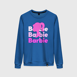 Свитшот хлопковый женский Логотип Барби объемный, цвет: синий