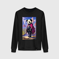 Свитшот хлопковый женский Панда в стране чудес - нейросеть, цвет: черный