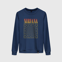 Свитшот хлопковый женский Nirvana лого, цвет: тёмно-синий