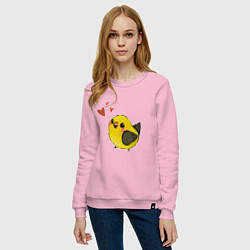 Свитшот хлопковый женский Птичка иволга с сердечками, цвет: светло-розовый — фото 2