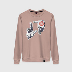 Свитшот хлопковый женский Хеллсинг ладони Алукарда, цвет: пыльно-розовый