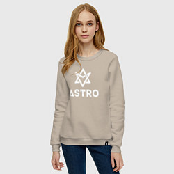 Свитшот хлопковый женский Astro logo, цвет: миндальный — фото 2