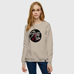 Свитшот хлопковый женский Stray Kids logo, цвет: миндальный — фото 2