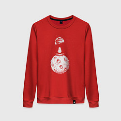 Свитшот хлопковый женский Moon spaceman, цвет: красный
