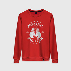 Свитшот хлопковый женский Boxing fighter, цвет: красный