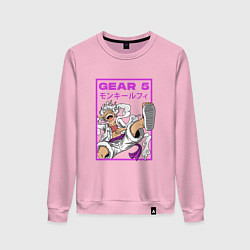 Свитшот хлопковый женский One piece - gear 5 белый, цвет: светло-розовый