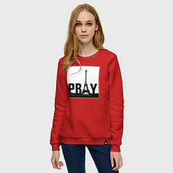 Свитшот хлопковый женский Молись за Париж, цвет: красный — фото 2