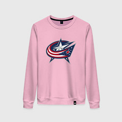 Свитшот хлопковый женский Columbus blue jackets - hockey team - emblem, цвет: светло-розовый