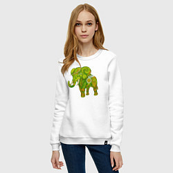 Свитшот хлопковый женский Зелёный слон, цвет: белый — фото 2
