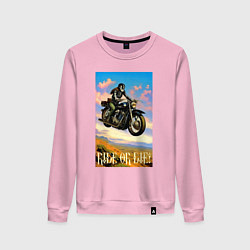 Свитшот хлопковый женский Ride or die - crazy racer - neural network, цвет: светло-розовый