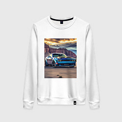 Свитшот хлопковый женский Авто Додж Челленджер, цвет: белый