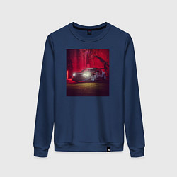 Свитшот хлопковый женский Гоночная машина, цвет: тёмно-синий