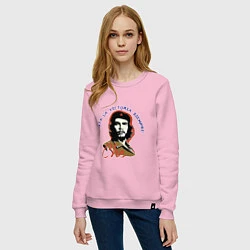 Свитшот хлопковый женский Че Гевара - всегда вперёд к победе!, цвет: светло-розовый — фото 2