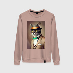 Женский свитшот Портрет кота джентльмена в шляпе