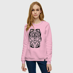 Свитшот хлопковый женский Tribal Abstract Mask, цвет: светло-розовый — фото 2