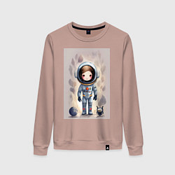 Свитшот хлопковый женский Милый маленький космонавт - нейросеть, цвет: пыльно-розовый