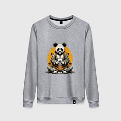 Свитшот хлопковый женский Панда на медитации, цвет: меланж