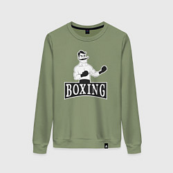 Свитшот хлопковый женский Boxing man, цвет: авокадо