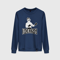 Свитшот хлопковый женский Boxing man, цвет: тёмно-синий