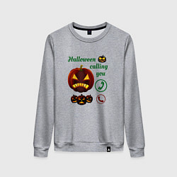 Свитшот хлопковый женский Хэллоуин, ночной звонок, цвет: меланж
