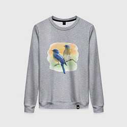 Свитшот хлопковый женский Птицы живут везде, цвет: меланж