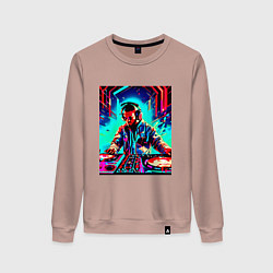 Свитшот хлопковый женский Клубный диджей, цвет: пыльно-розовый