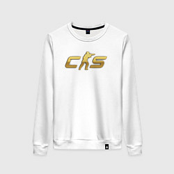 Свитшот хлопковый женский CS 2 gold logo, цвет: белый