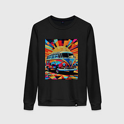 Свитшот хлопковый женский В машине на отдых, цвет: черный