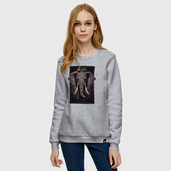 Свитшот хлопковый женский Слон с красивыми узорами, цвет: меланж — фото 2