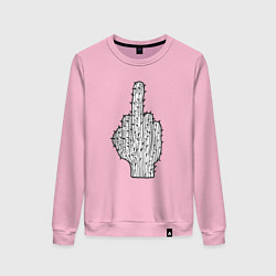 Свитшот хлопковый женский Кактусовый палец, цвет: светло-розовый