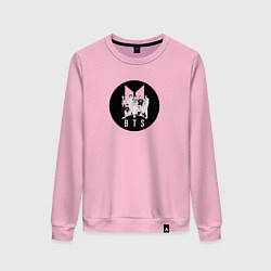 Свитшот хлопковый женский BTS логотип, цвет: светло-розовый