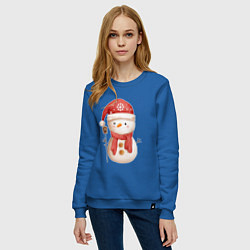 Свитшот хлопковый женский Маленький снеговик, цвет: синий — фото 2