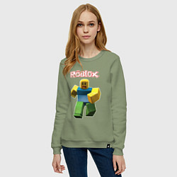Свитшот хлопковый женский Roblox бегущий персонаж, цвет: авокадо — фото 2
