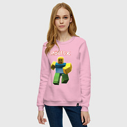 Свитшот хлопковый женский Roblox бегущий персонаж, цвет: светло-розовый — фото 2