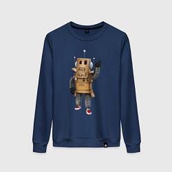 Свитшот хлопковый женский Roblox робот машет, цвет: тёмно-синий