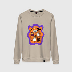 Свитшот хлопковый женский Привидения, цвет: миндальный