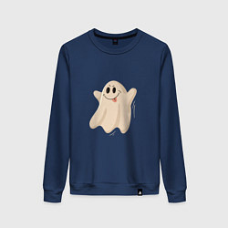 Свитшот хлопковый женский Привидение смешное, цвет: тёмно-синий