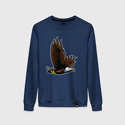 Свитшот хлопковый женский Летящий орёл, цвет: тёмно-синий